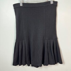 Diane von Furstenberg Wool Pleated Hem Skirt Black Size 8 Made in USA